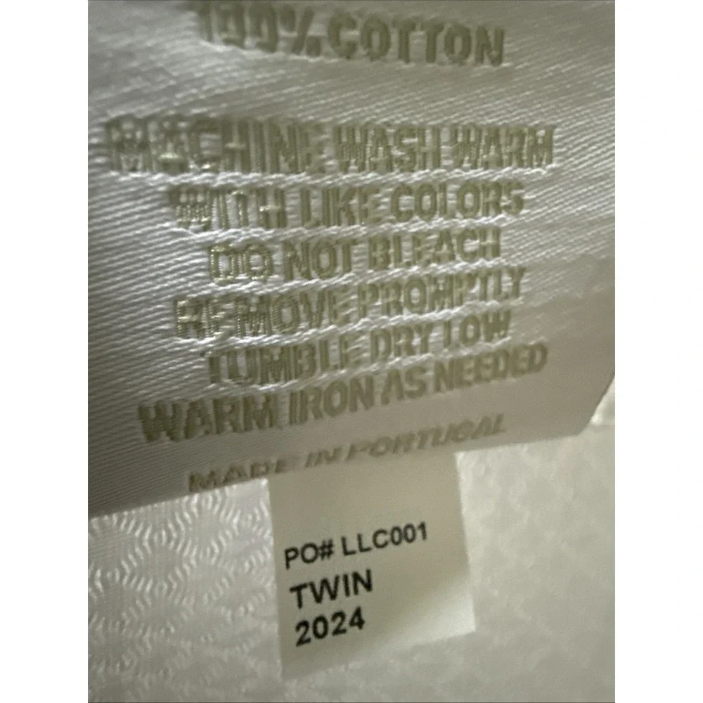 Look Linen‎ Co Twin Banded Duvet Cover White Blue Trim Cotton Portugal Luxury